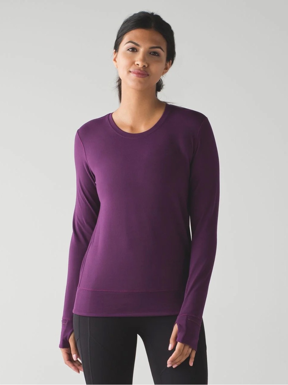 Lululemon Rush Hour Long Sleeve Pull-over thumbholes top purple